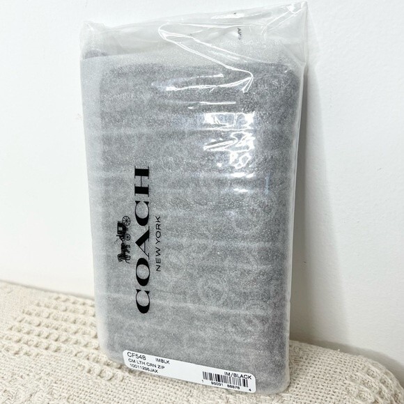 Coach Corner Zip Wristlet CF458 Black Monogram Print Coated Canvas Pouch Bag - Picture 8 of 9